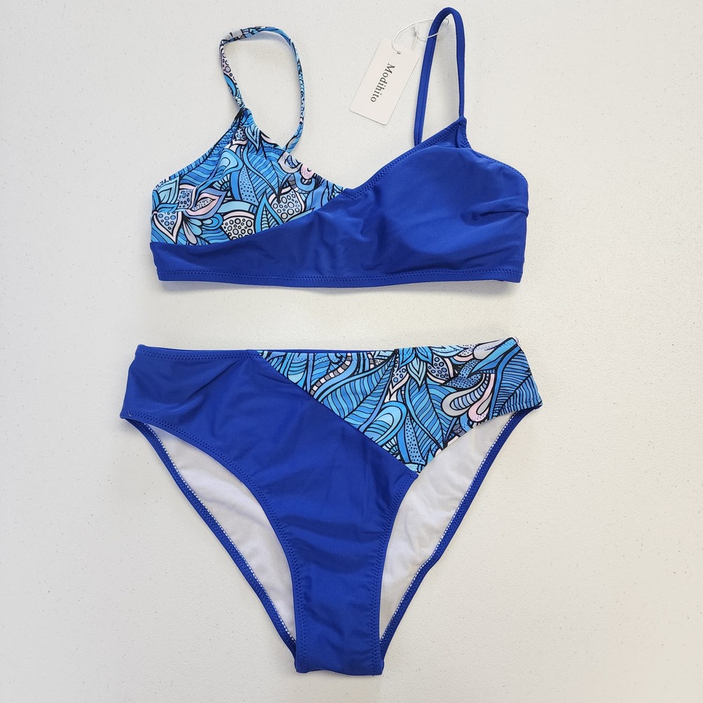 Modihito/Women's Halter Triangle Bikini Two Piece Swimsuit Blue Size Small NEW